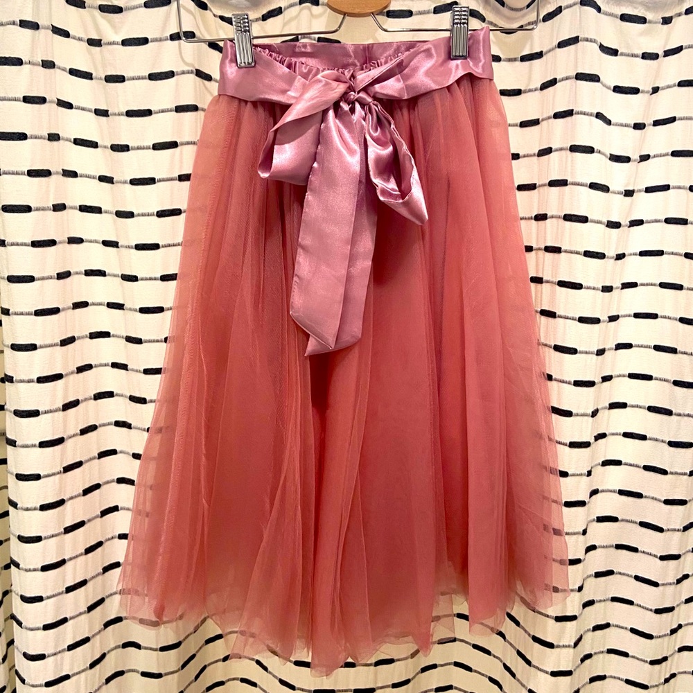 Pink Tulle Skirt with Sash